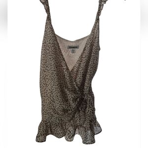 Express Women's Cream and Black Wrap Blouse